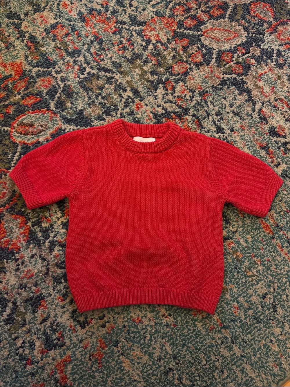 Zara Kids Short-Sleeve Knit Sweater - Red
